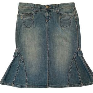 Candie’s Vintage Denim Flare Knee Length Skirt